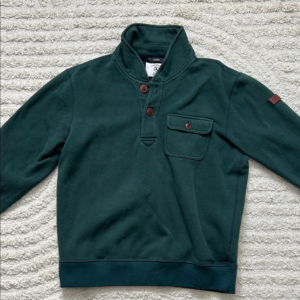 Aigle Dark Green Men's Sweater with Button Details